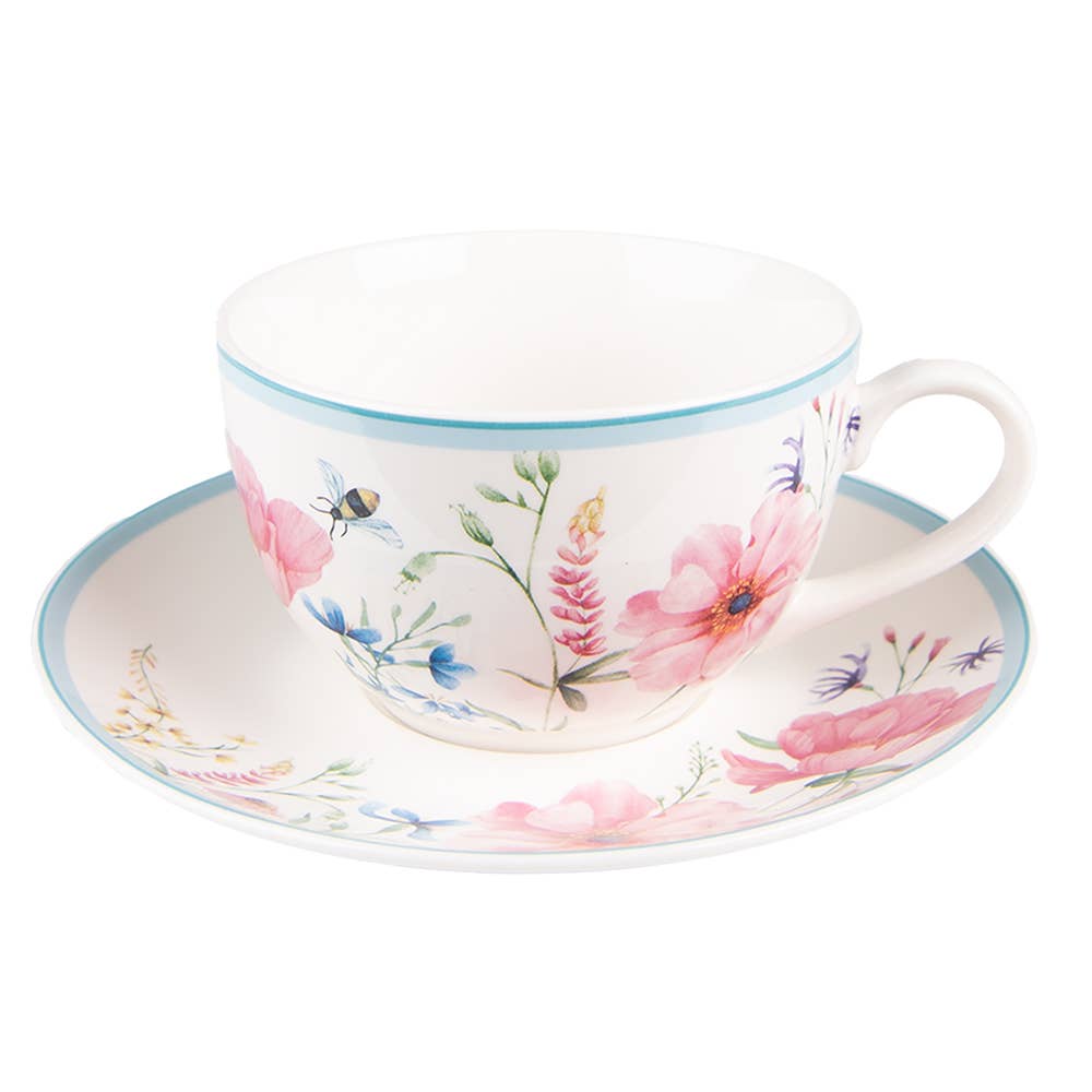 Tasse mit Untertasse Frühlingswiese