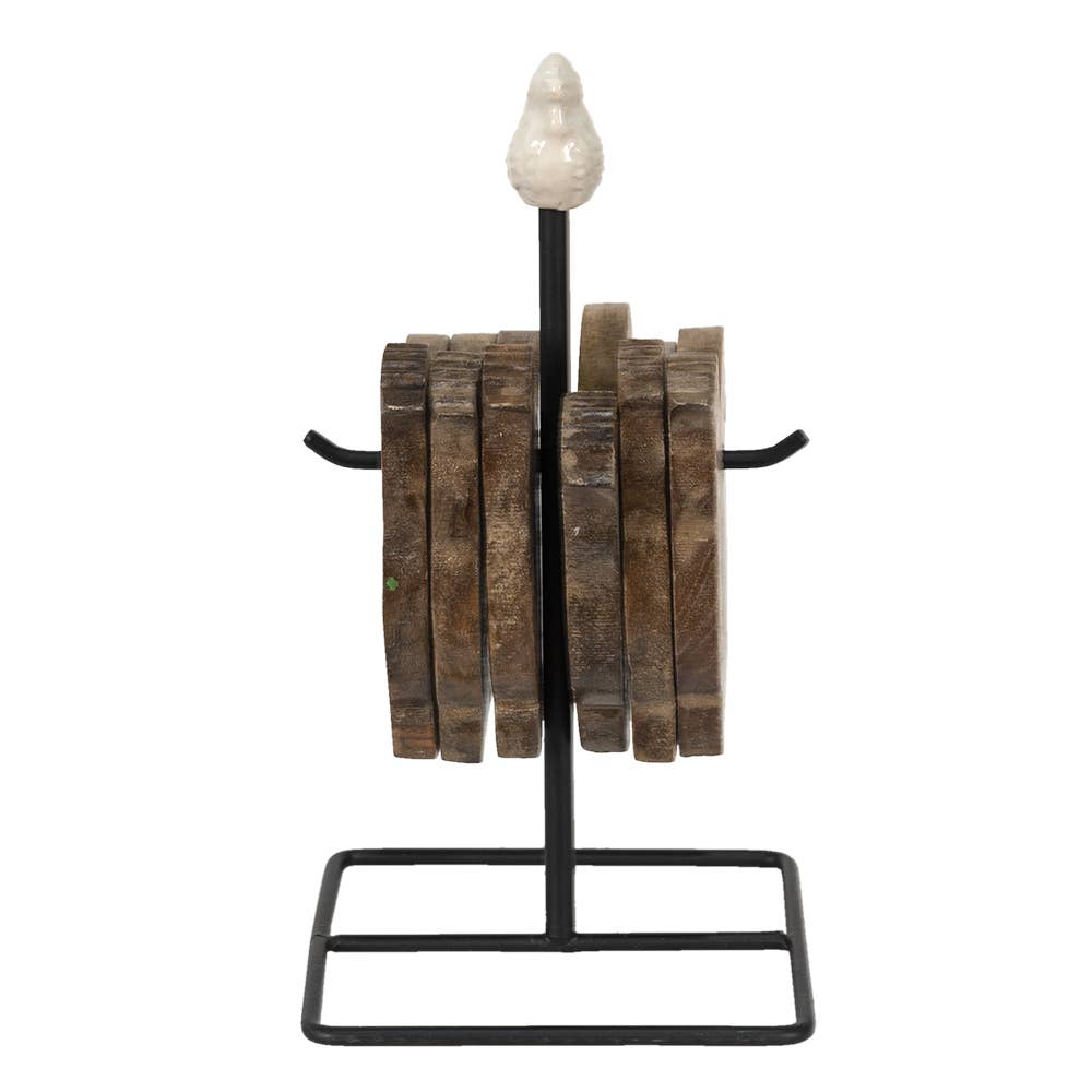 Untersetzer für Gläser, Huhn, 11x11x22 cm, braunes Holz