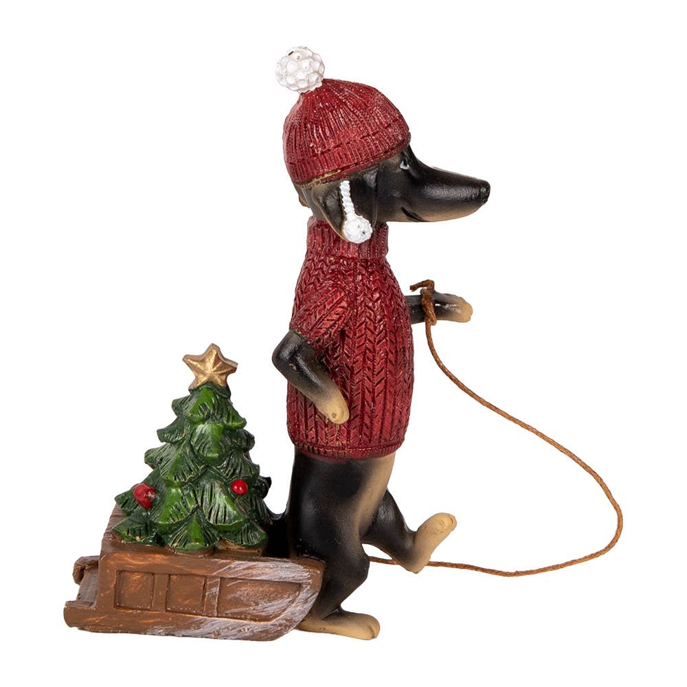 Weihnachtsdekoration Figur Hund Dackel