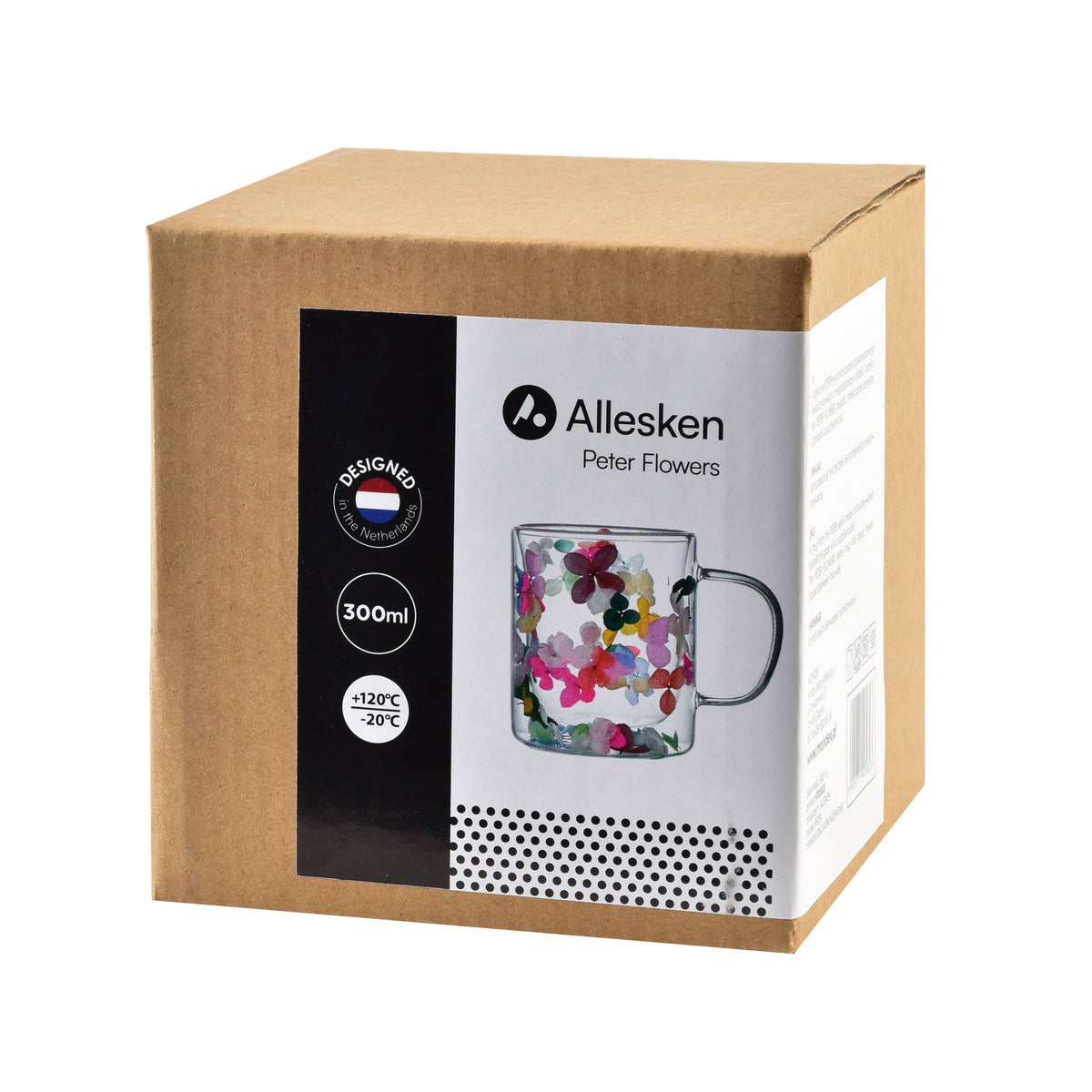 Doppelwandiger Glasbecher mit echten Trockenblumen