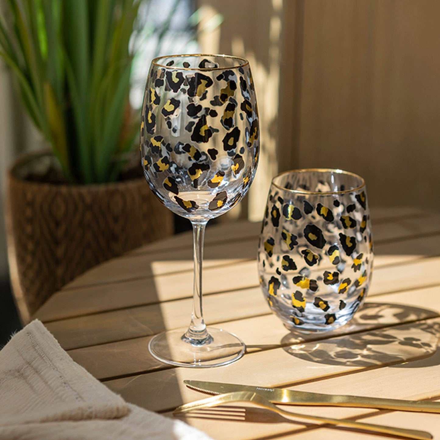 4ER-SET GLÄSER LEOPARD