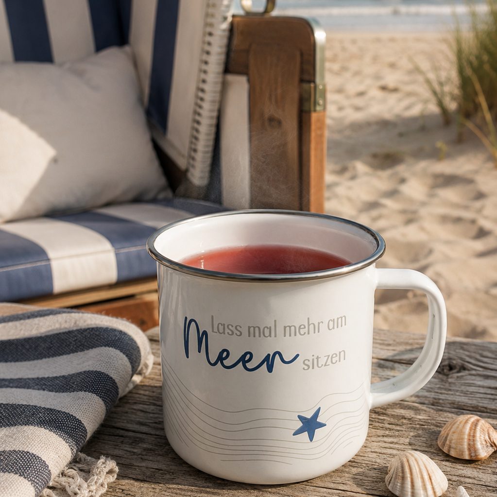 Becher mit Henkel, Maritim aus Metall