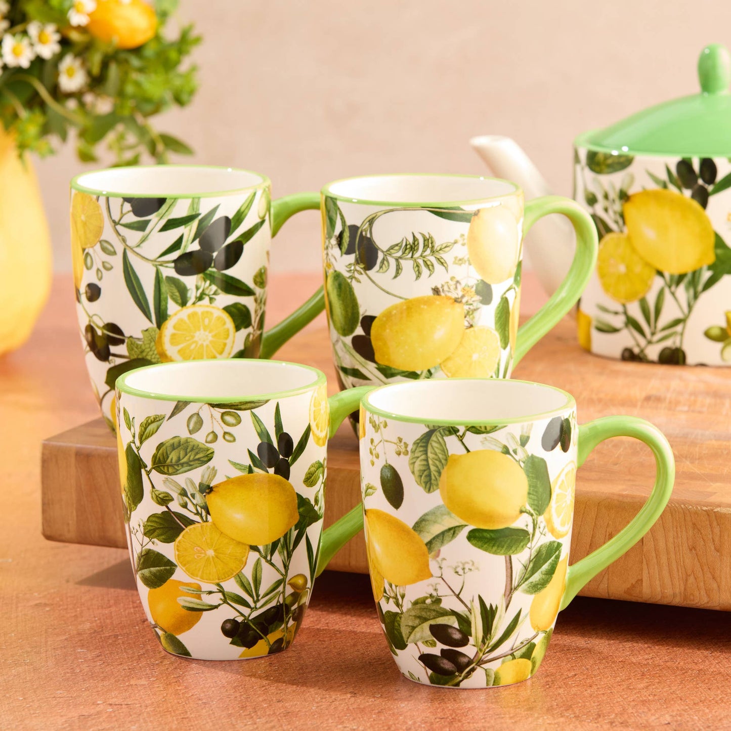 Limone Keramikbecher, Set 4 Tassen