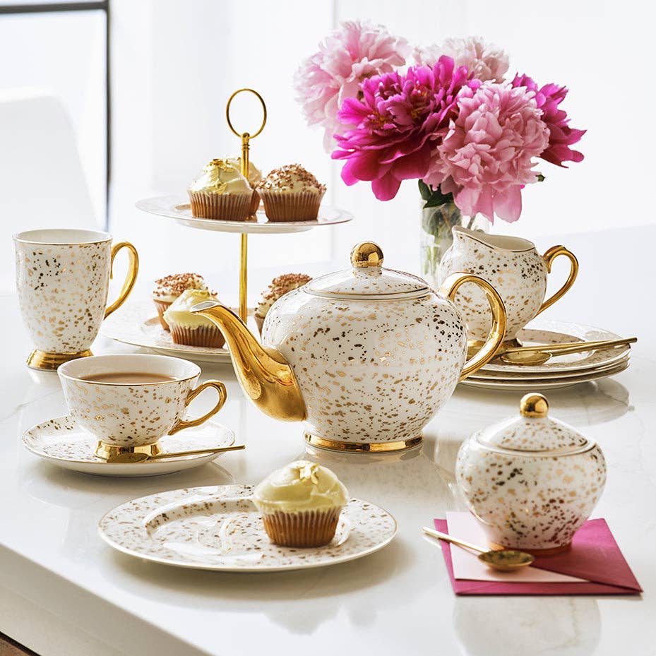 Gesprenkelte Goldene Teetasse & Untertasse