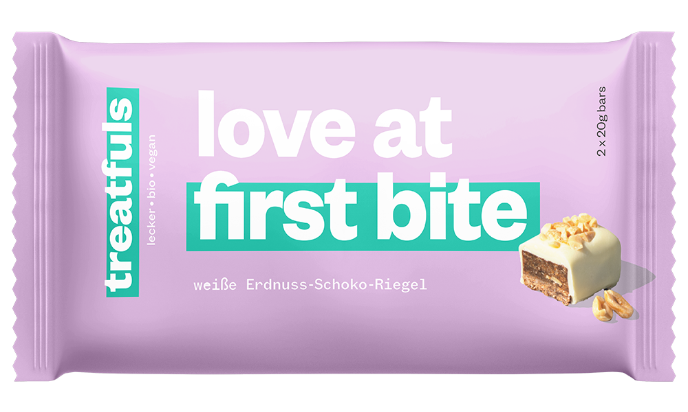 Weiße Schoko Erdnuss Riegel bio + vegan+ glutenfrei