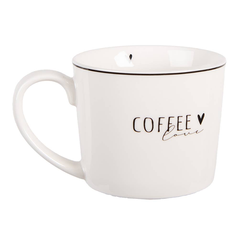 Porzellanbecher „Coffee Lover“ mit Herzmotiv – Weiß