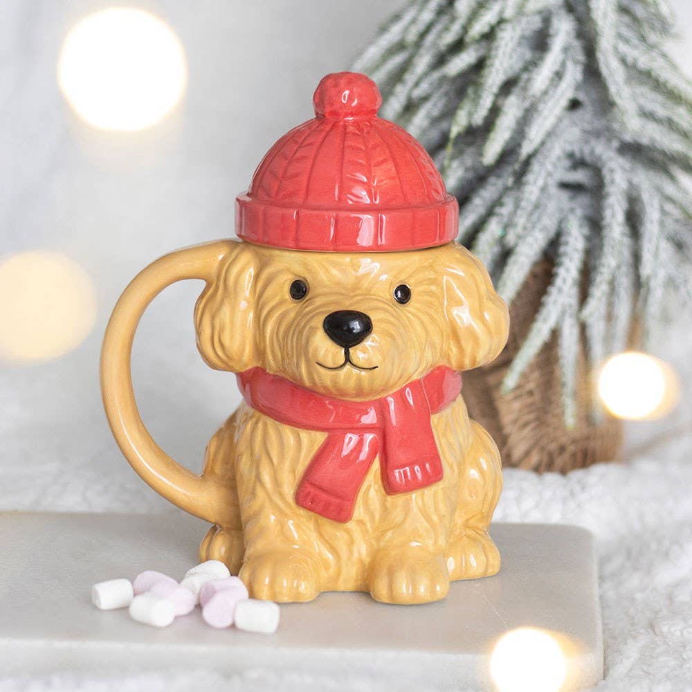 Tasse mit Deckel – Winterwelpe