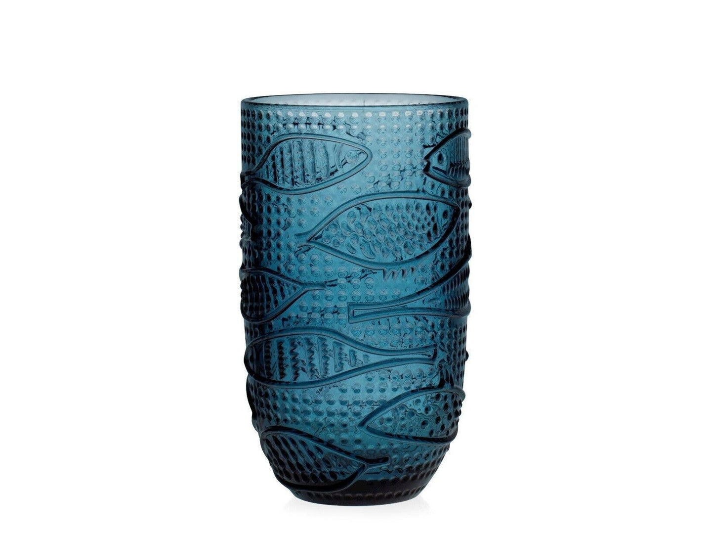 Glas ATLANTICO, Blau mit Fischdekor, 4er Set