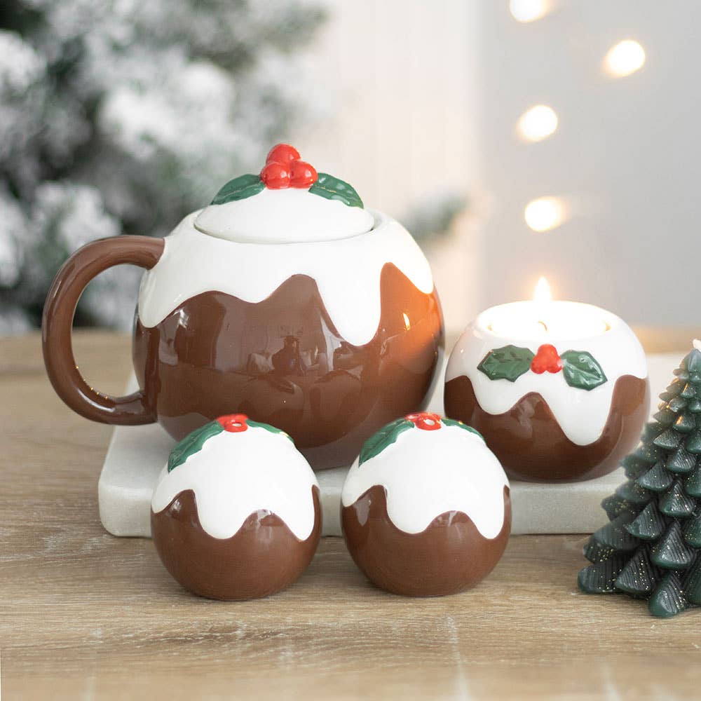 Tasse in Form von Weihnachtspudding