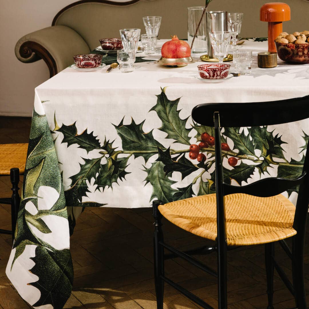 ILEX Weihnachtstischdecke aus Leinen – 180 × 360 cm