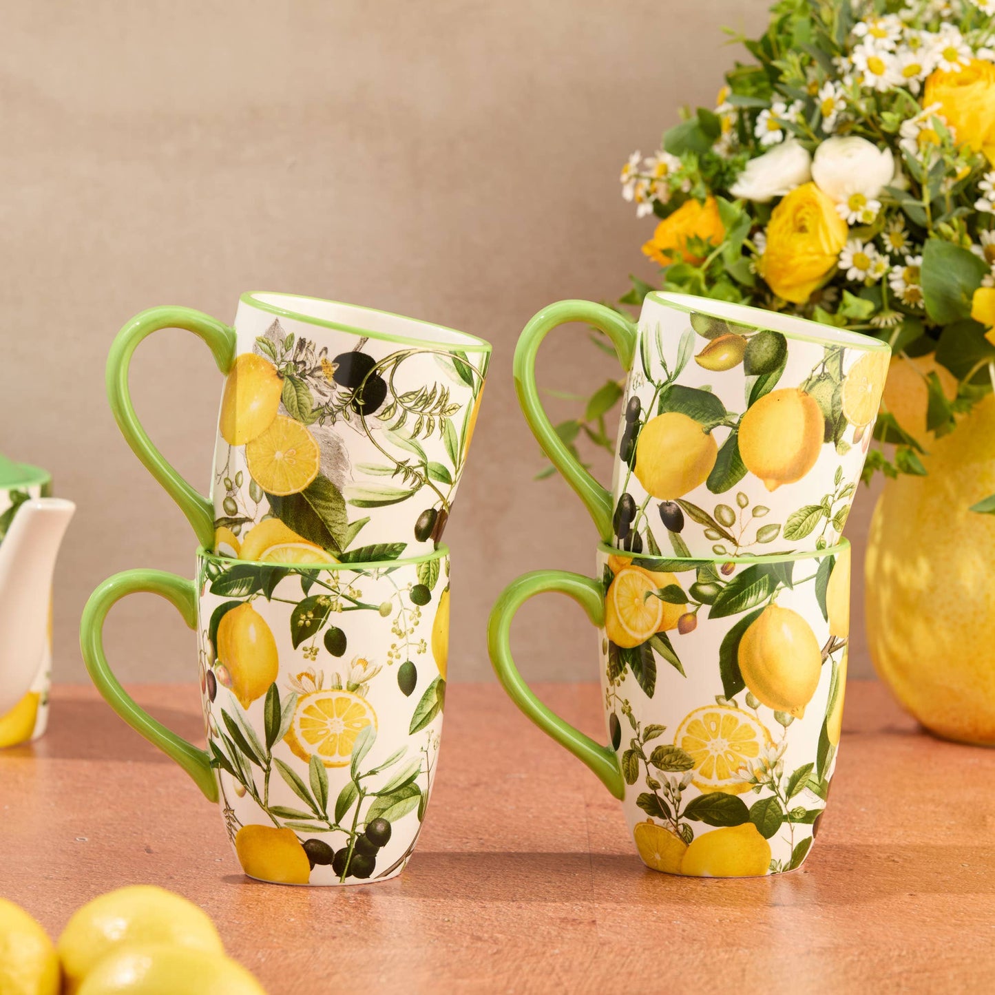 Limone Keramikbecher, Set 4 Tassen