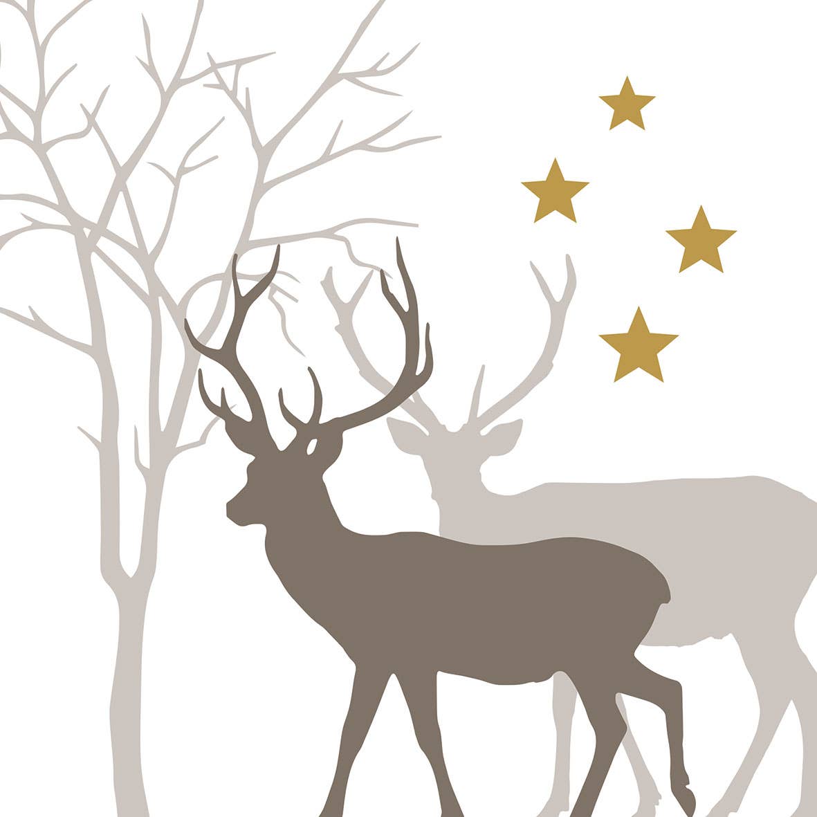 Winter Deers White Napkin