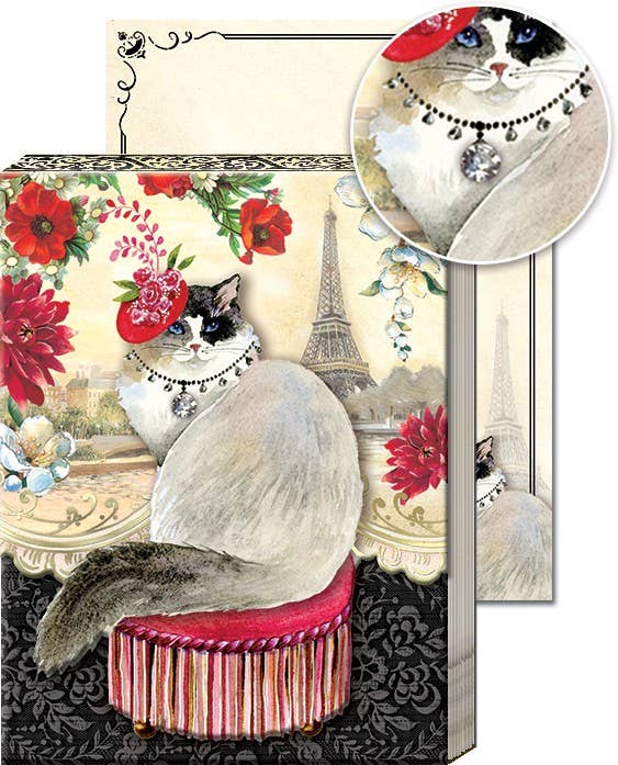 Magnetisches Notizbuch im Taschenformat - Katze und Eiffelturm