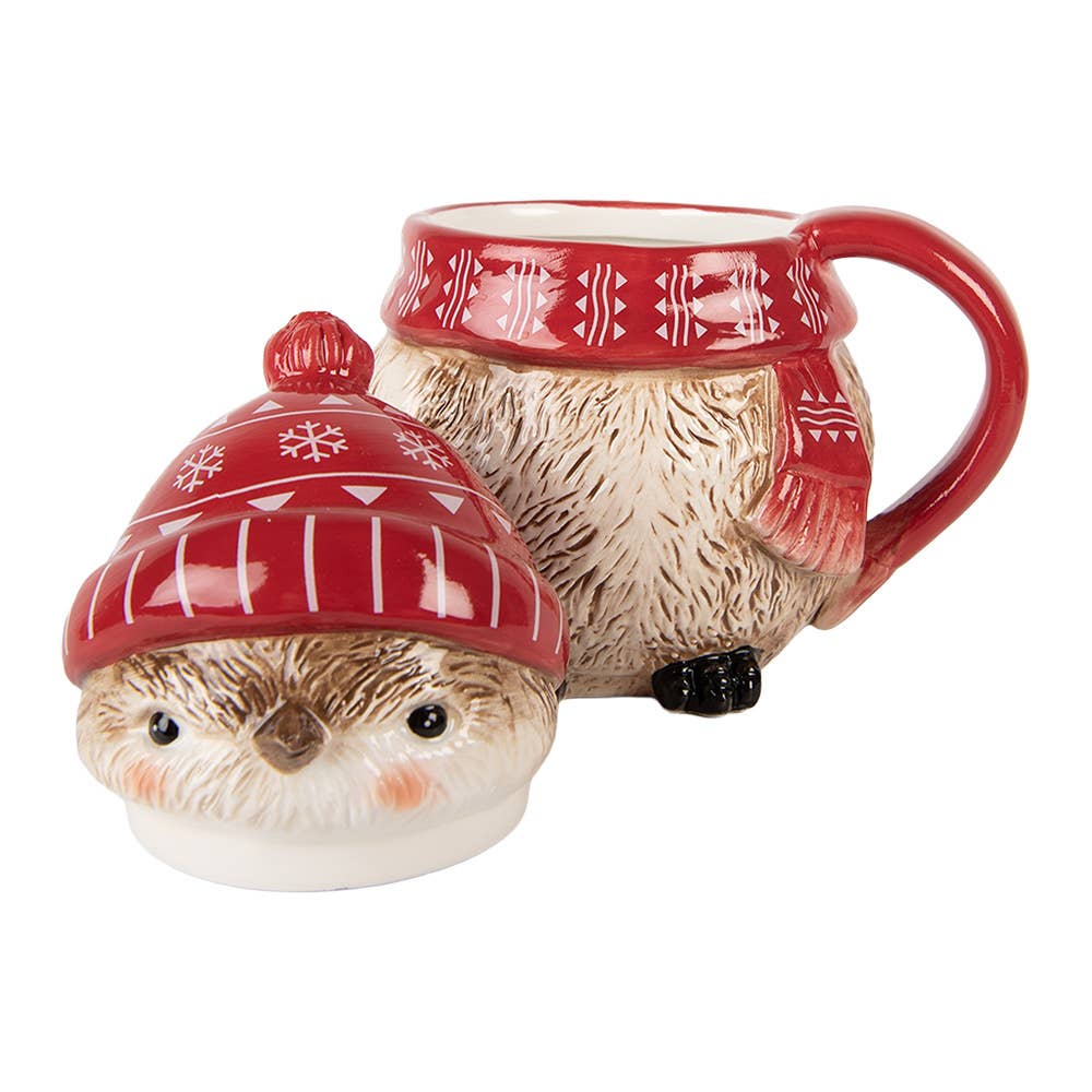 Weihnachtstasse Wintervogel – Rot | Keramik