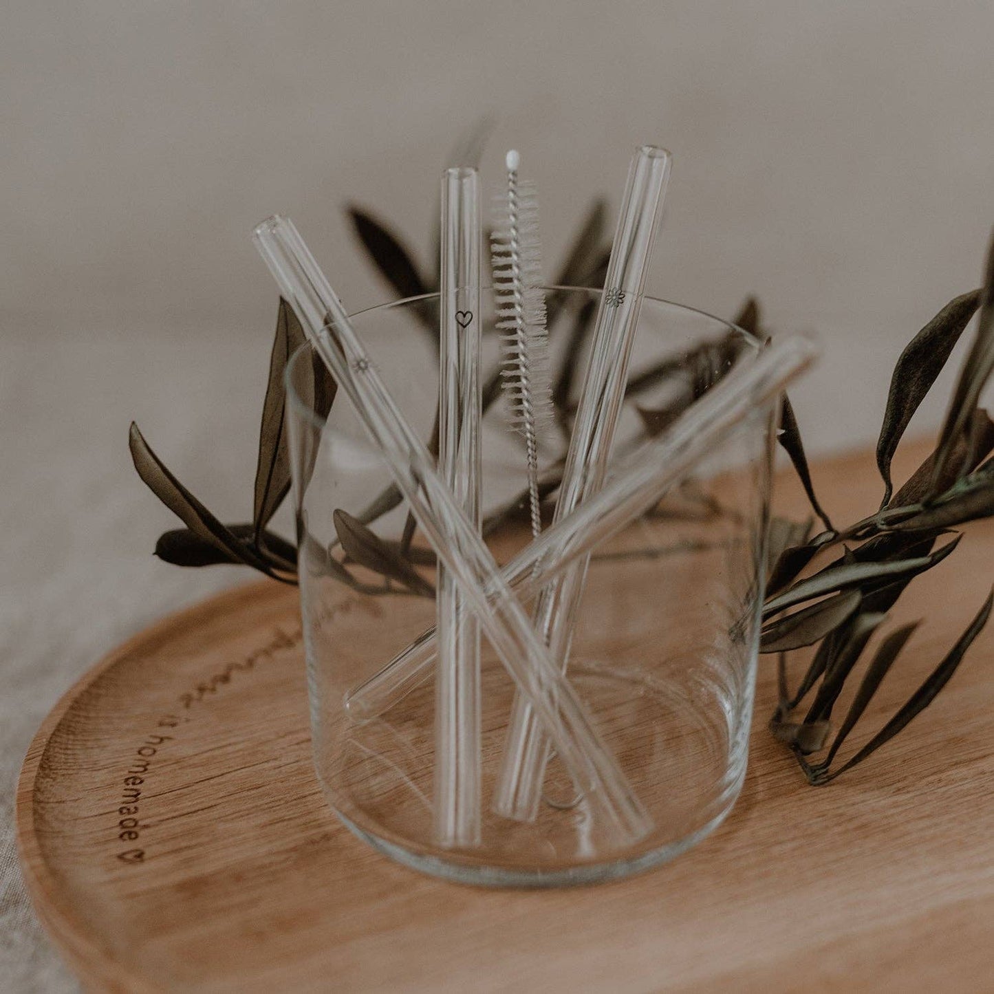 Strohhalme Sommer, Glas 4er Set