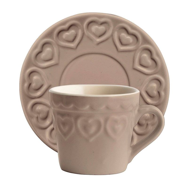 SPAR-SET Steingut-Tassen Taupe mit Untertasse