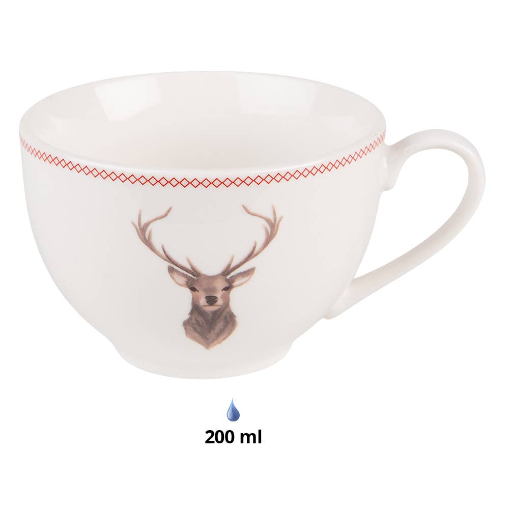 Tasse mit Untertasse Hirsch-Motiv