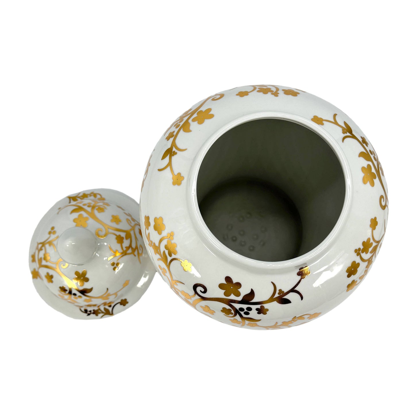 Ingwerglas aus Keramik Gold/Weiß, 45 cm