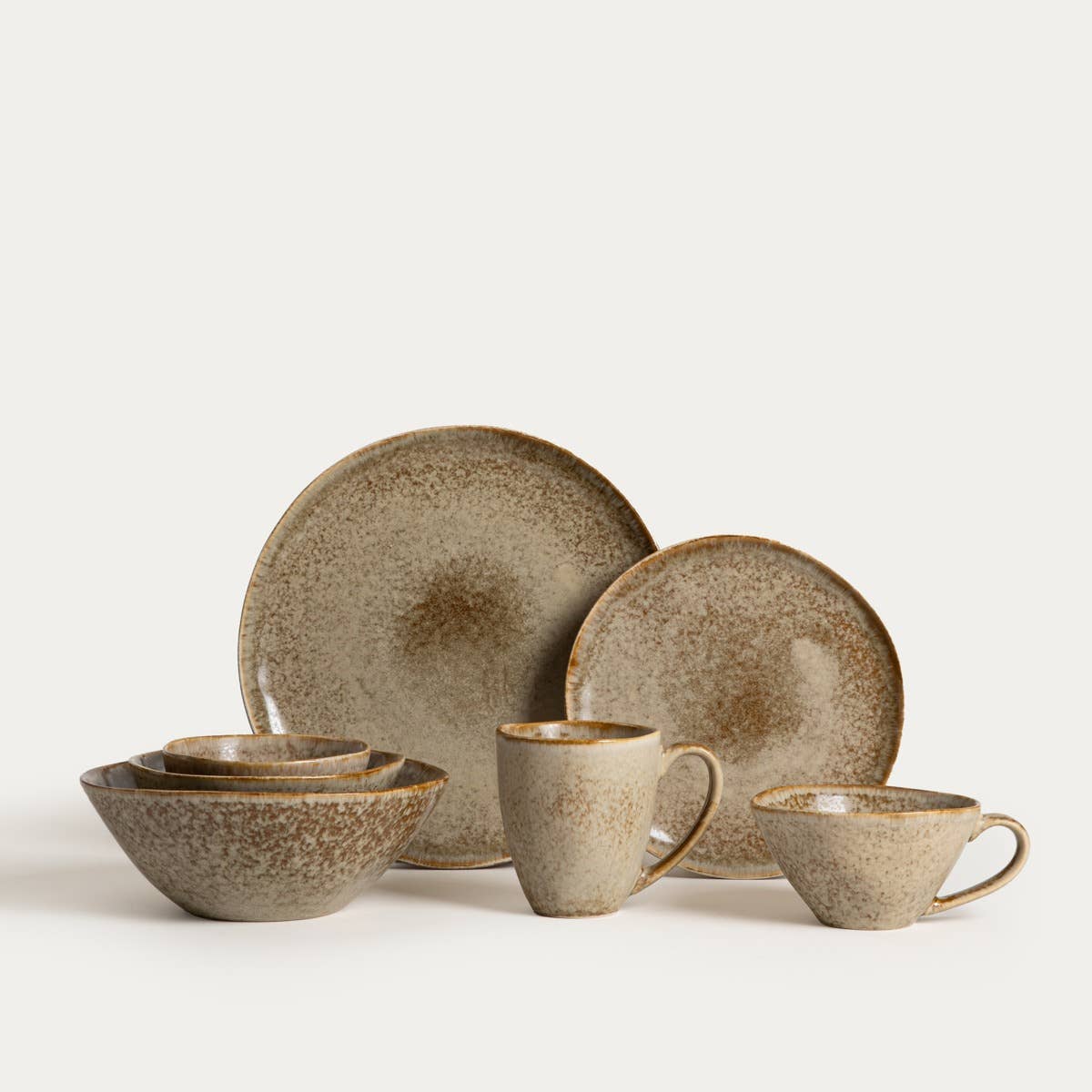 DAREL flache Steinzeug-Tasse – Beige | 250 ml