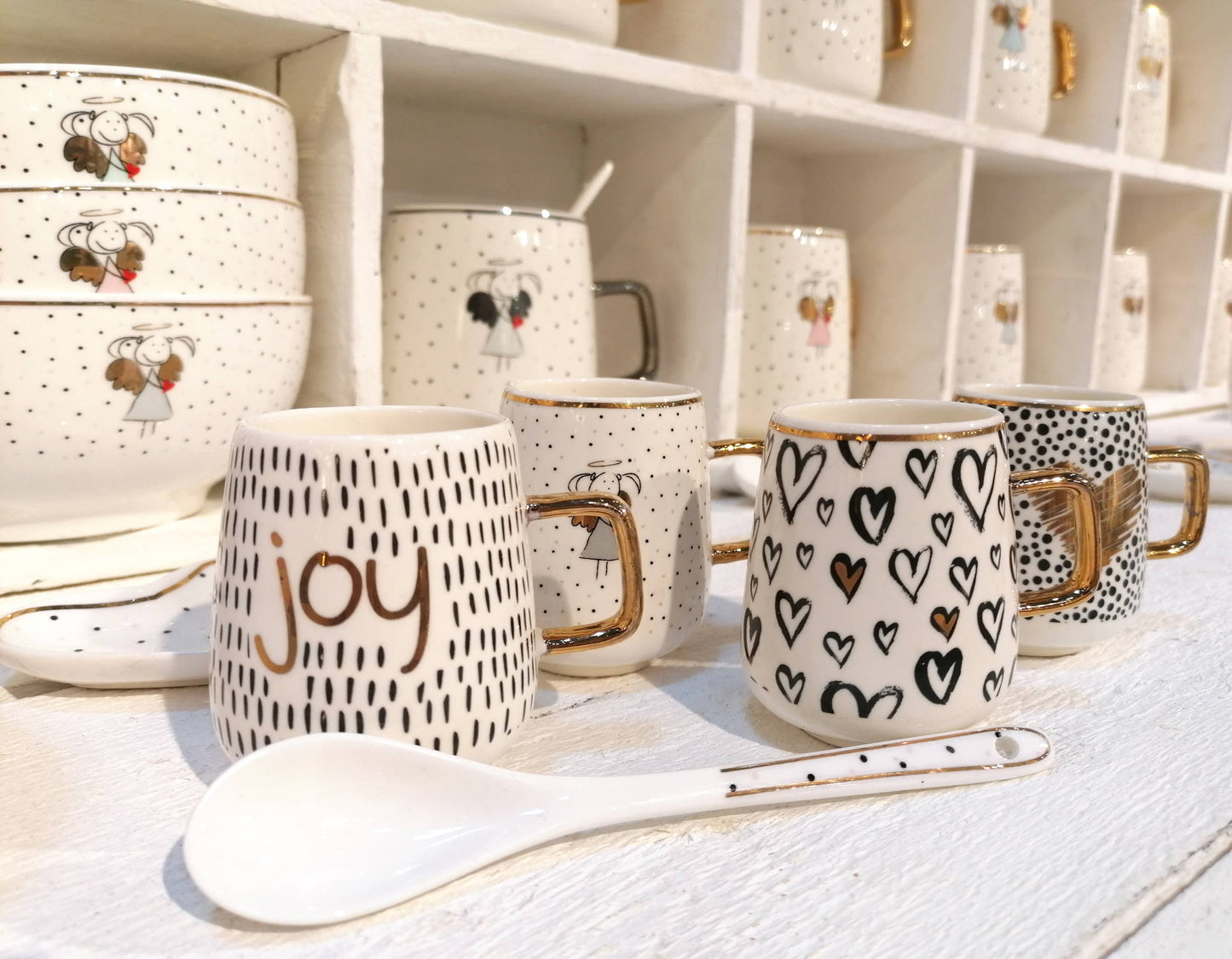 Espressotasse "Herz Pinselstriche"