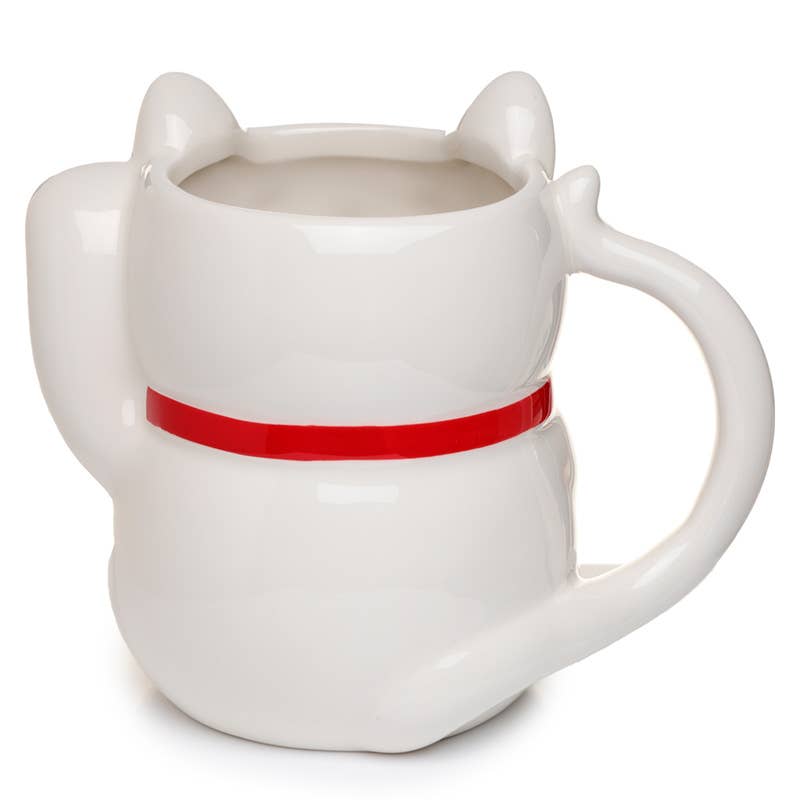 Weiße Maneki Neko Lucky Cat Keramiktasse