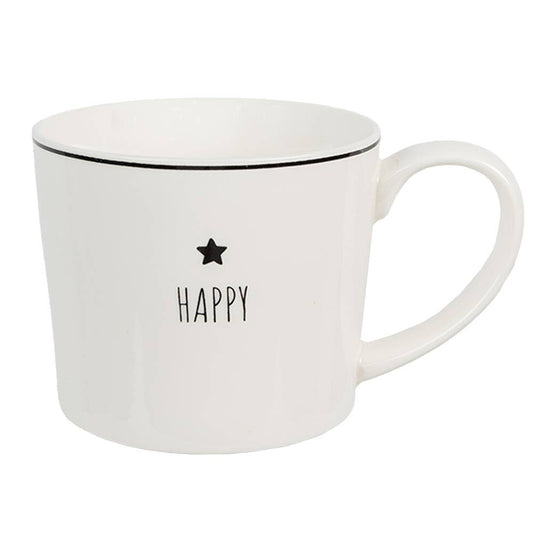 Becher, weiß 'Be happy'