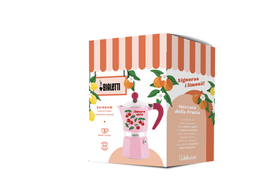 Bialetti Rainbow Mercato Della Frutta „Cherry“ für den Herd (3 Tassen)