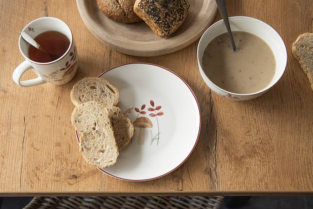 Frühstücksteller mit Pilzmotiv