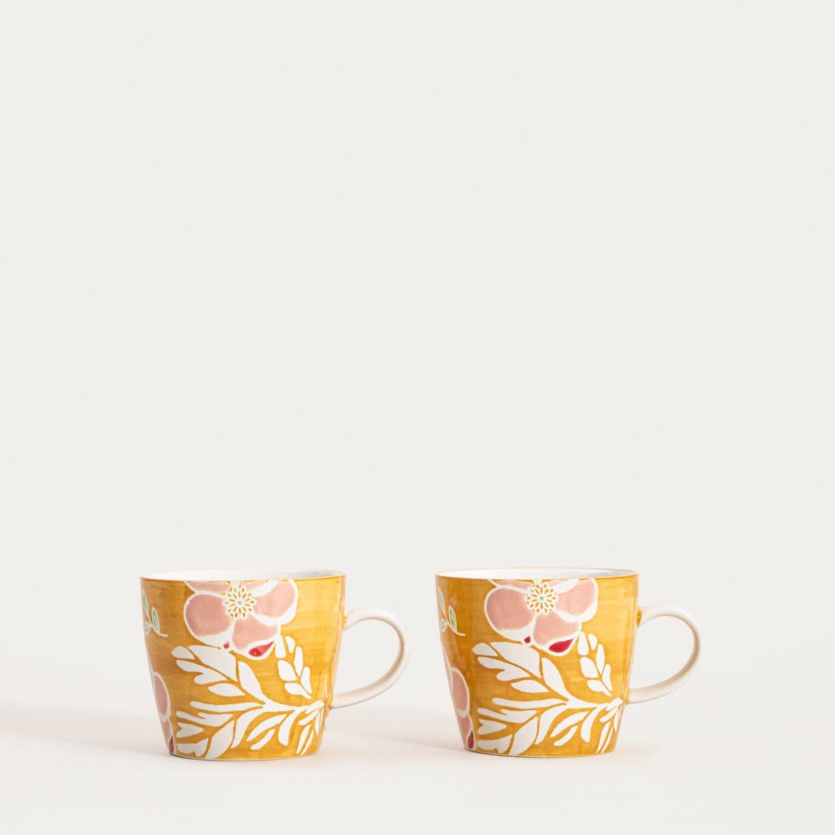 Teeset mit Blumenmuster – Senfgelb | 3-teilig