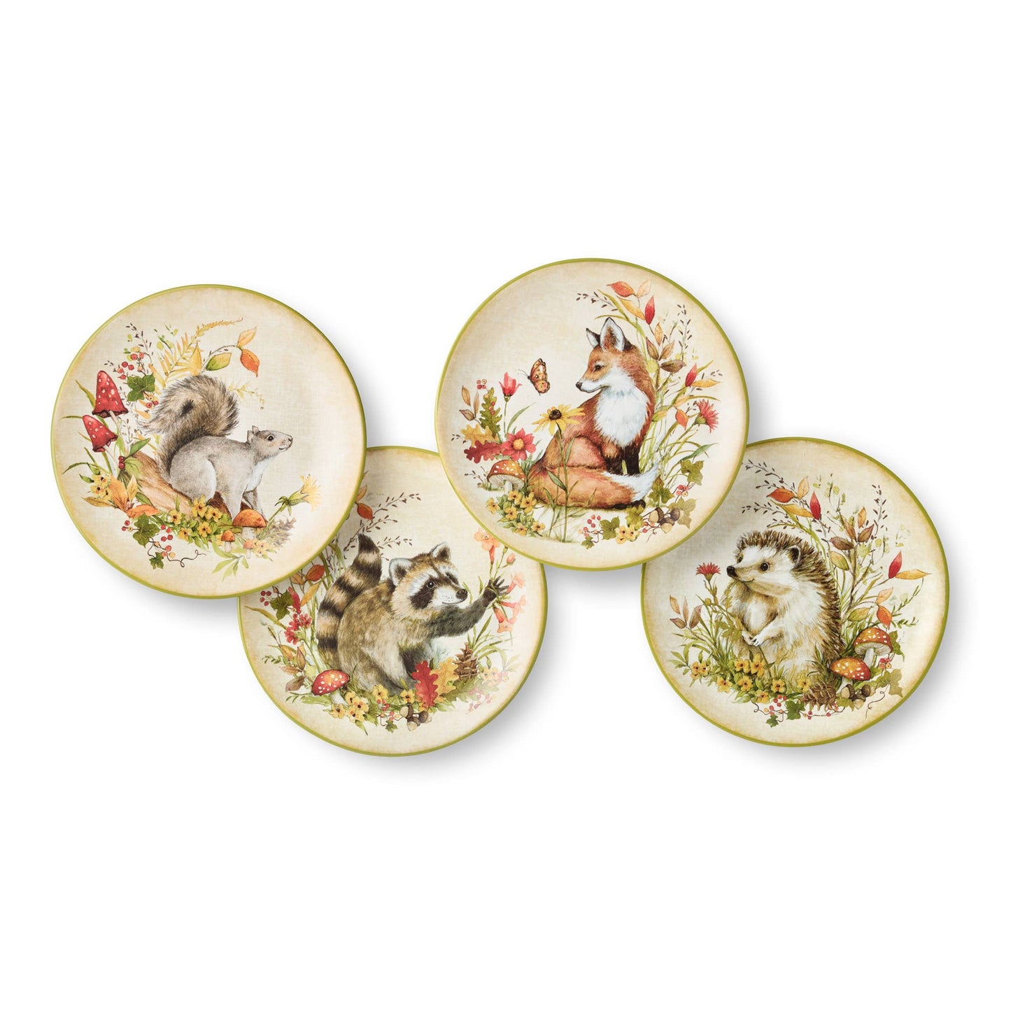 Woodland Critters Herbst-Dessertteller, 4er Set