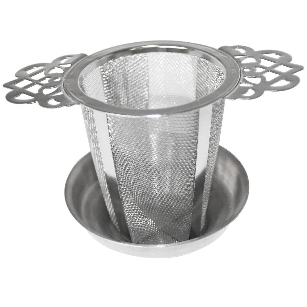 ARELO Teesieb aus Edelstahl mit Abtropfschale