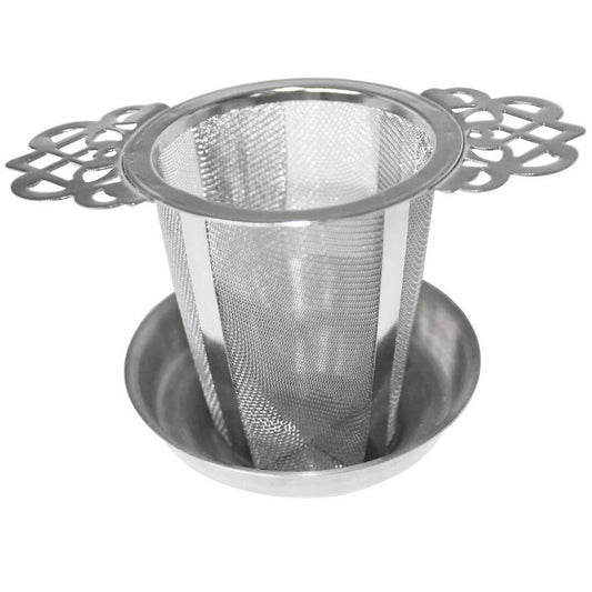 ARELO Teesieb aus Edelstahl mit Abtropfschale
