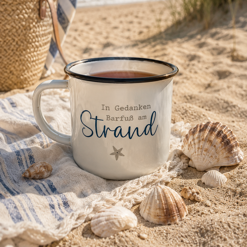Becher mit Henkel, Maritim aus Metall
