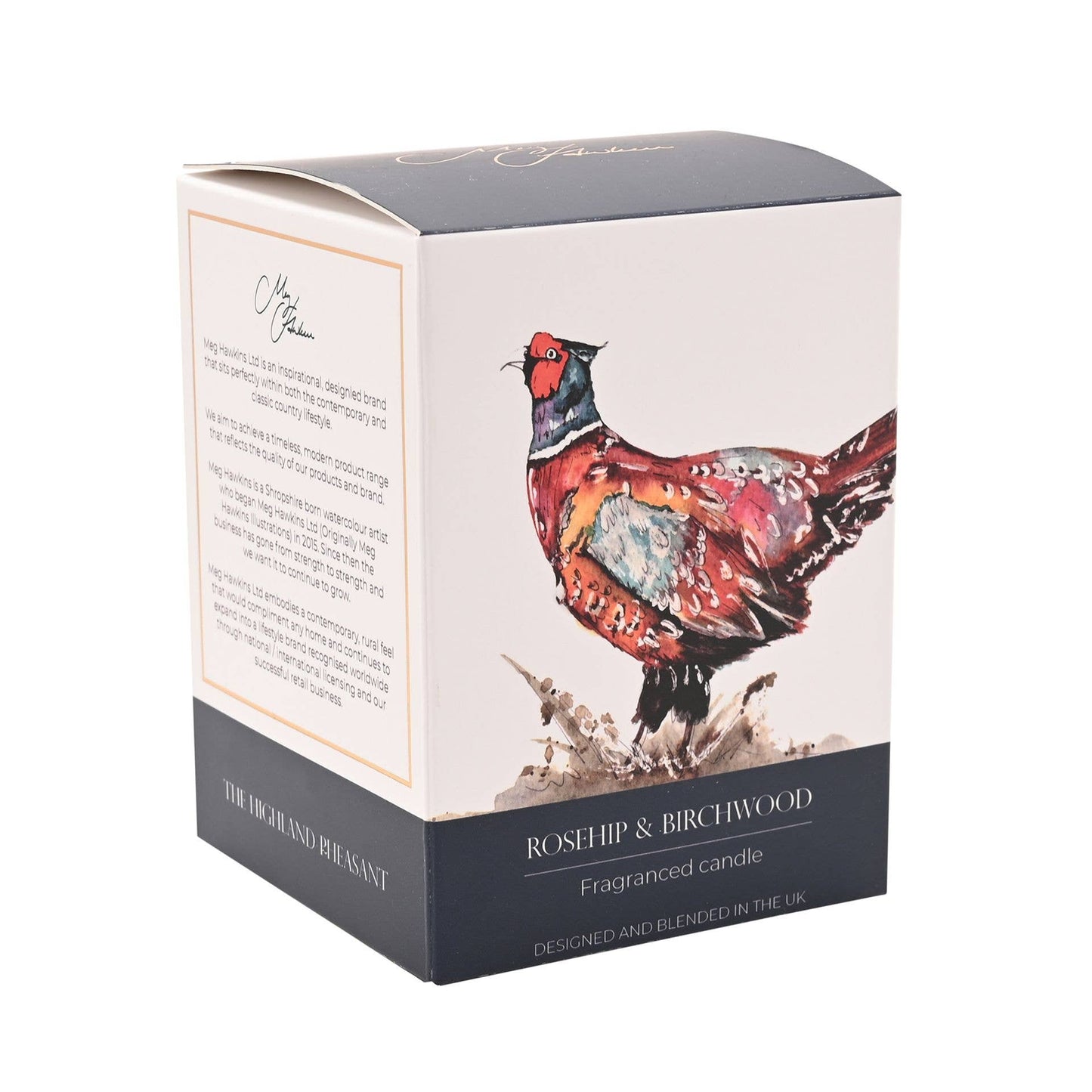 Meg Hawkins Duftkerze „Fasan“ – Hagebutte & Birkenholz, 250 g