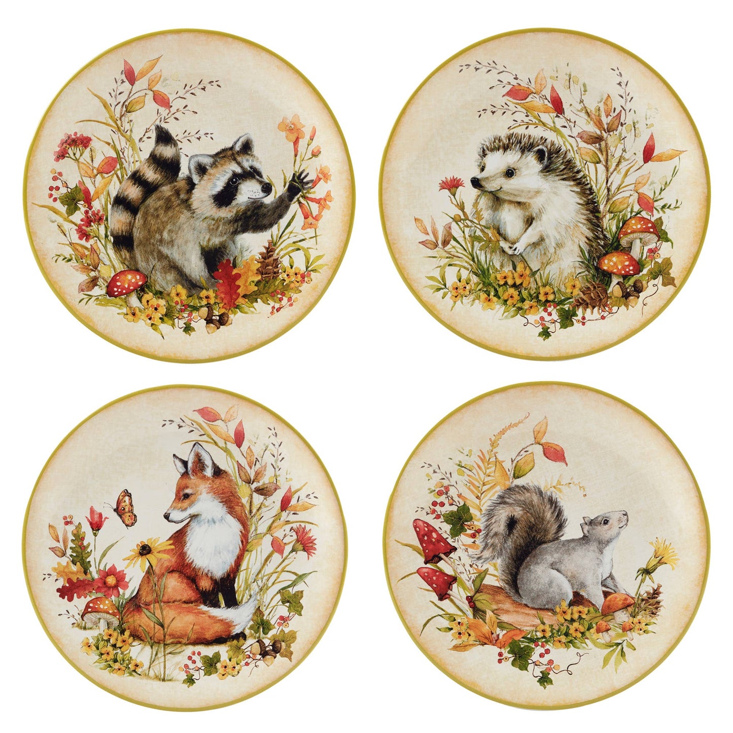 Woodland Critters Herbst-Dessertteller, 4er Set