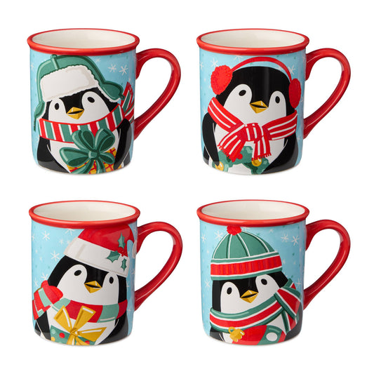 Weihnachtlicher Pinguin-Becher-Set 4 St.