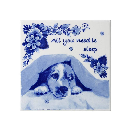 Delfter Blau-Kachel „All you need is sleep“