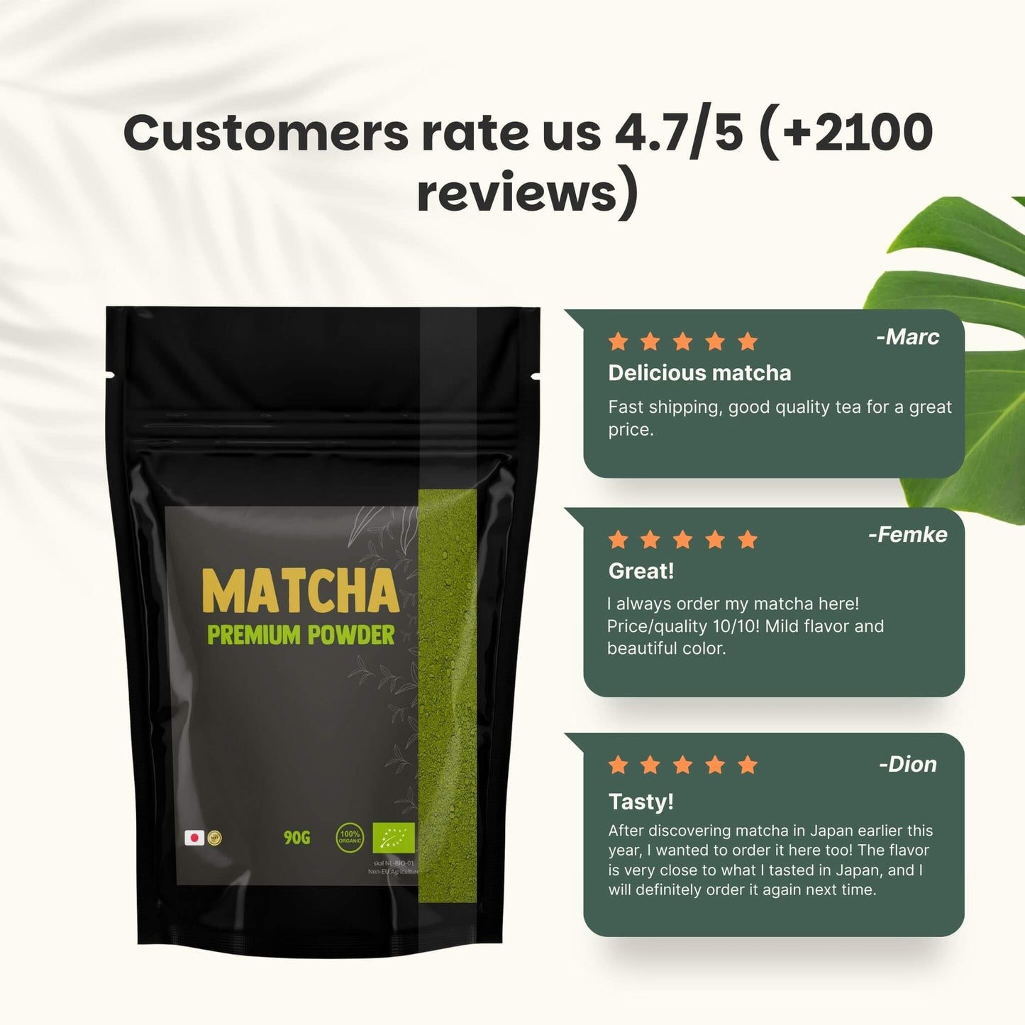 Matcha-Tee-Pulver Premium Bio - 90 Gramm