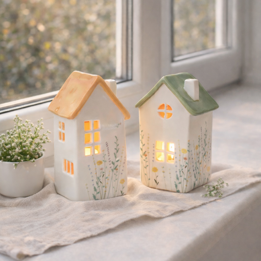 Keramik Windlicht, 2er Set