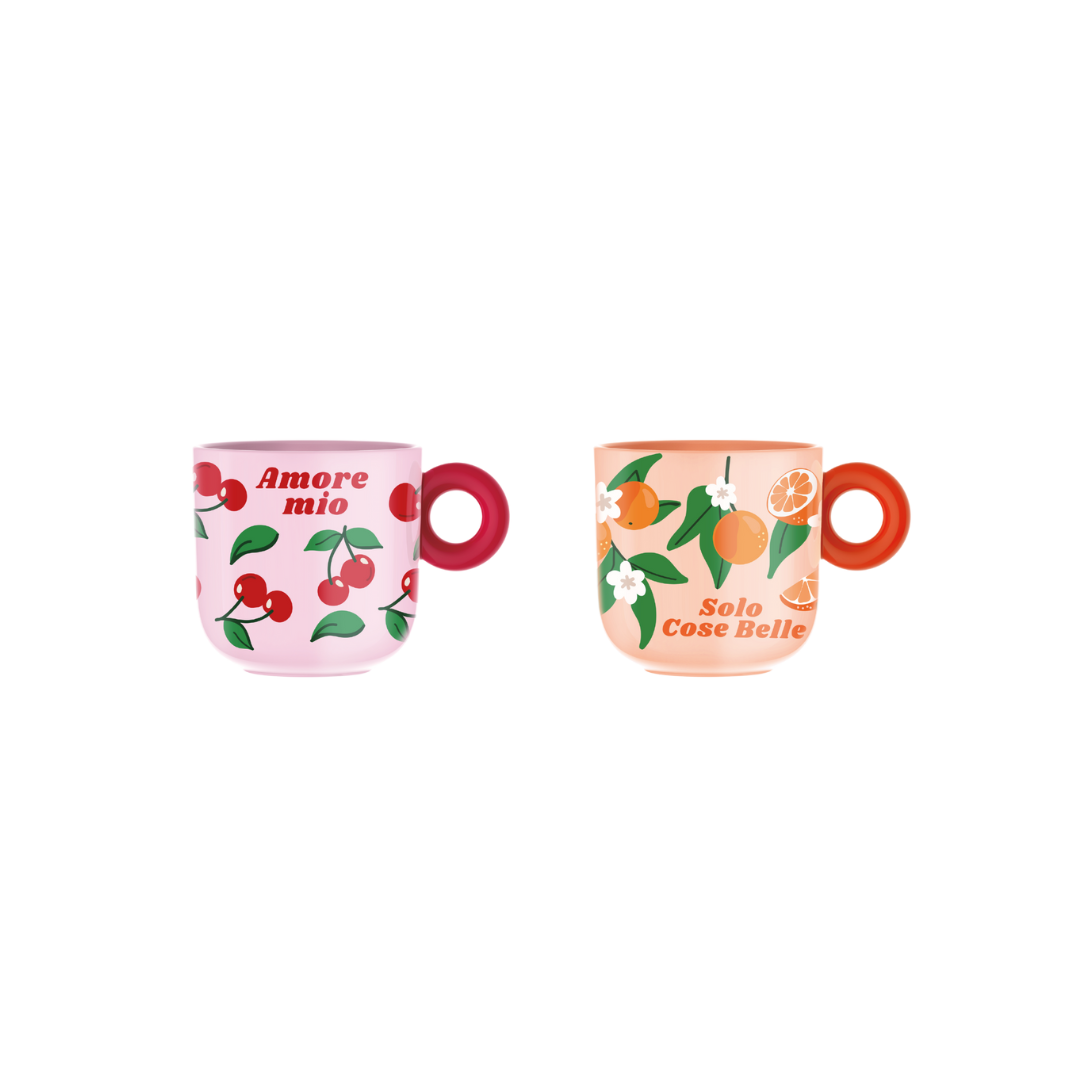Mercato Della Frutta Becher (2er-Set) – Kirsche & Orange