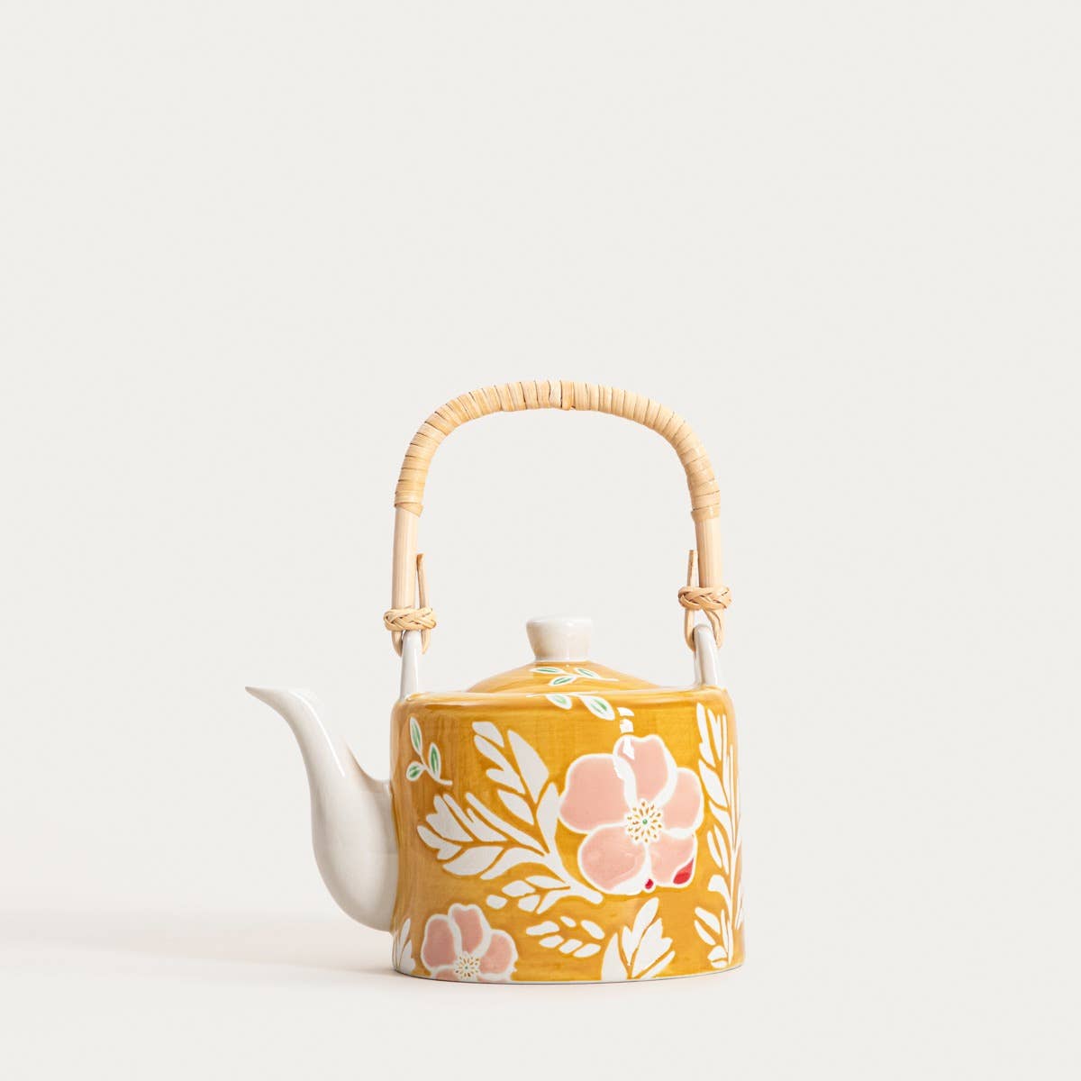 Teeset mit Blumenmuster – Senfgelb | 3-teilig