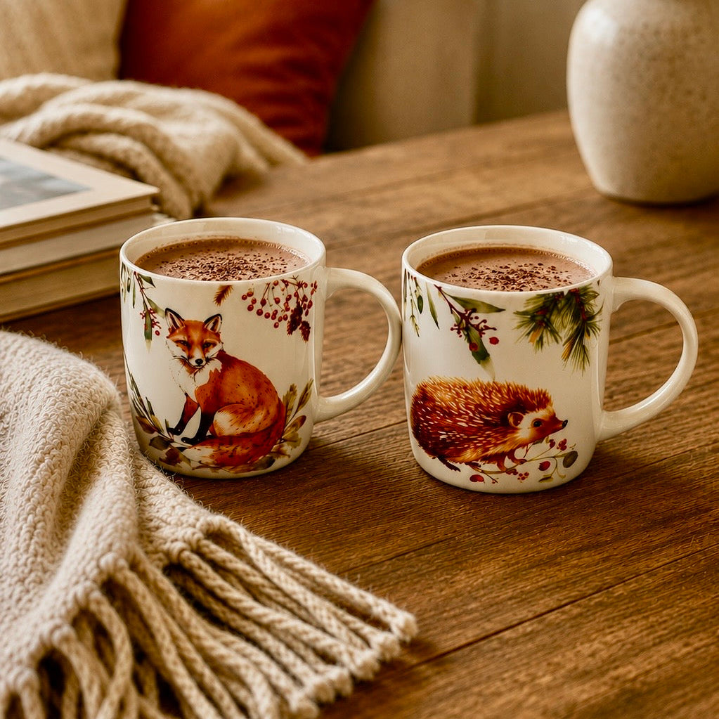 Porzellan-Becher Set – Igel & Fuchs | 2-teilig