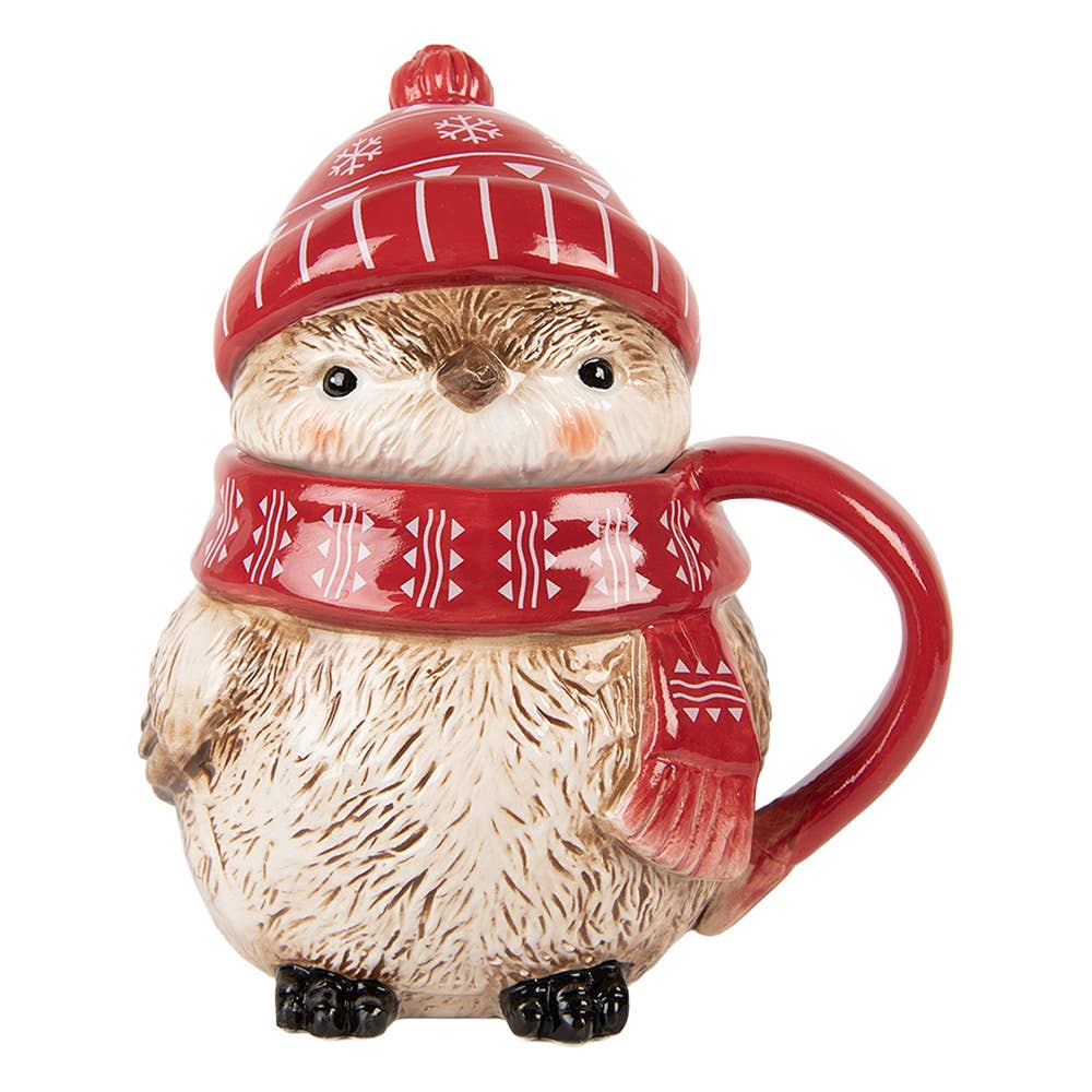 Weihnachtstasse Wintervogel – Rot | Keramik