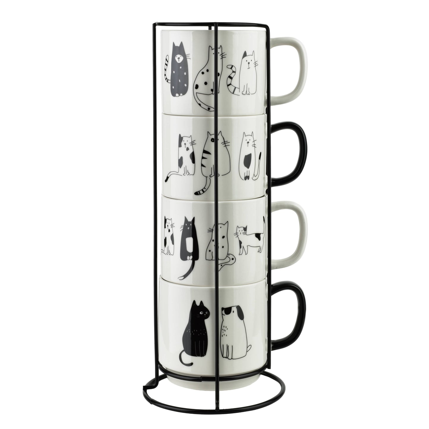 Tassen-Set mit Ständer COTTELLO Schwarz, 4-teilig