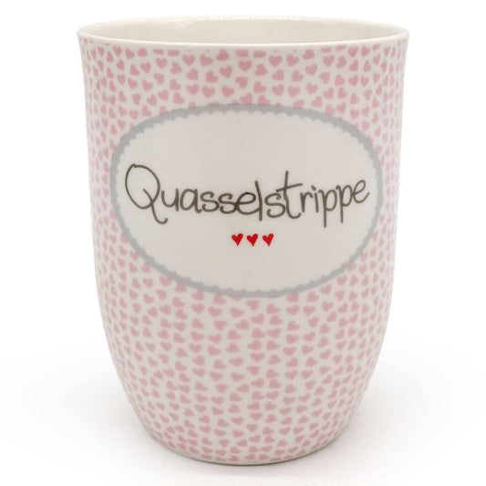 Tasse mit Botschaft "Quasselstrippe" rosa