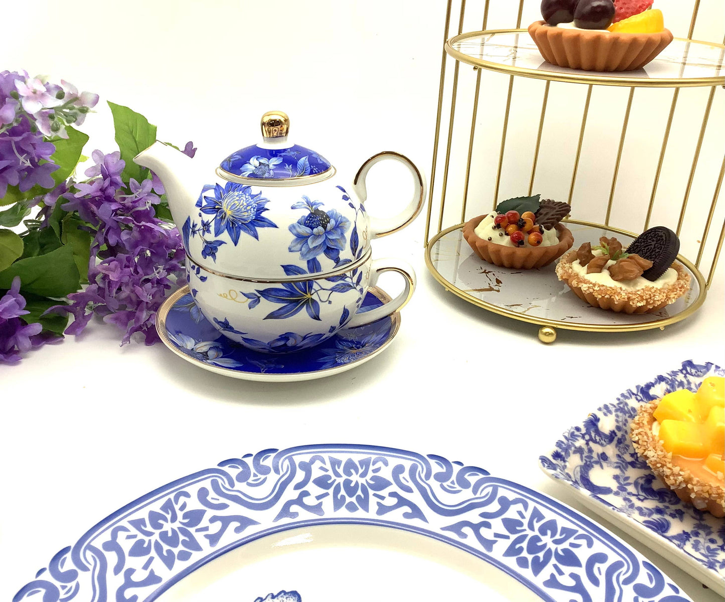 Tea for One Set  "Regency Blue Golds"