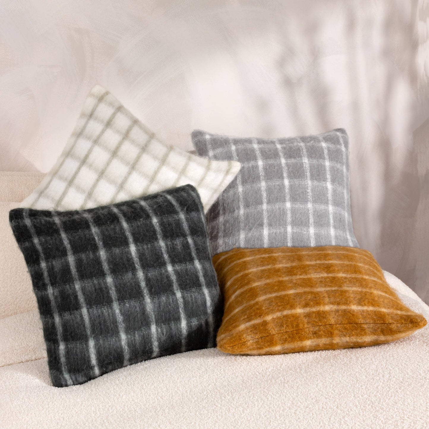 Kissen mit Schafgarbenkaromuster Ginger / 45 x 45 cm