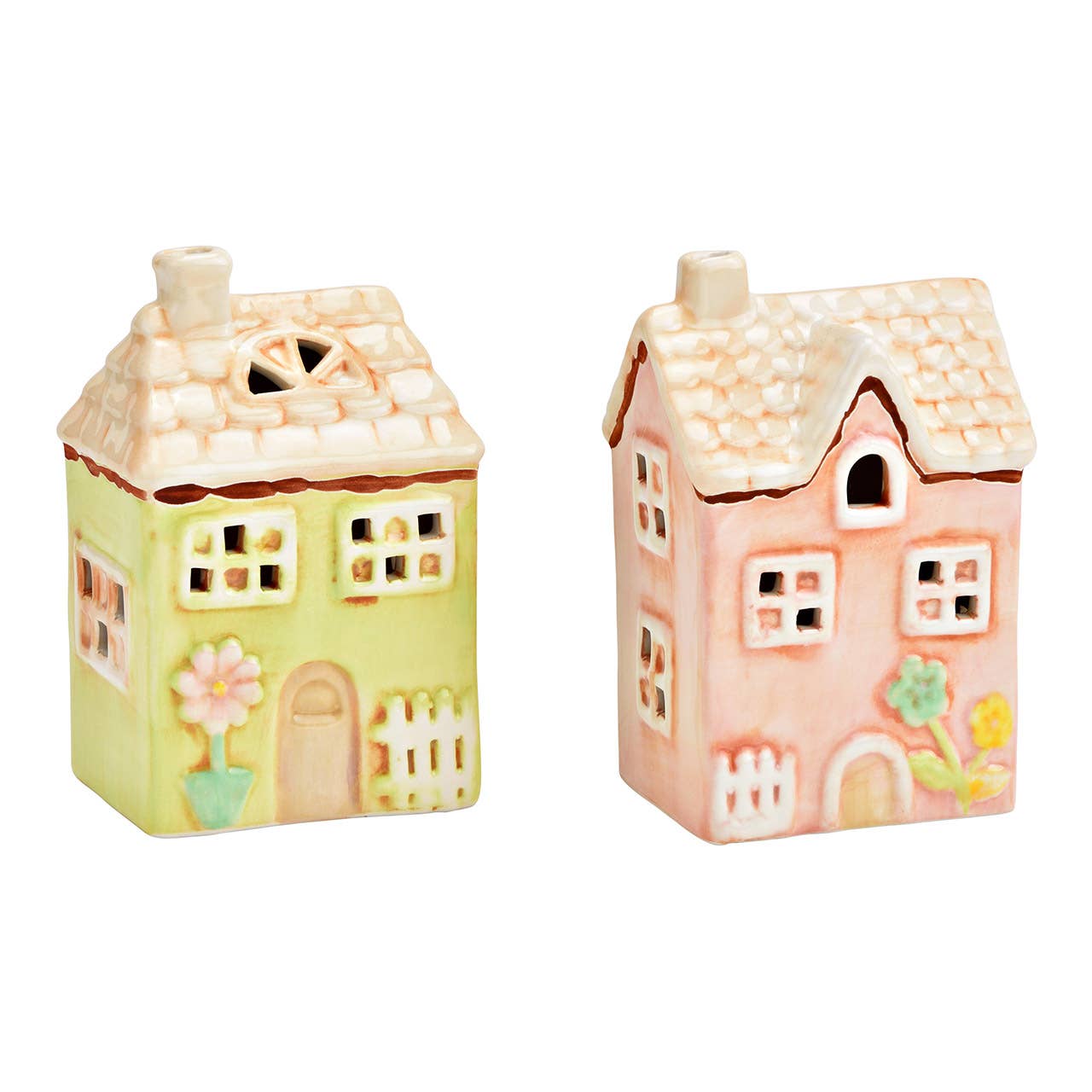 LED Lichthaus aus Keramik, 2er Set