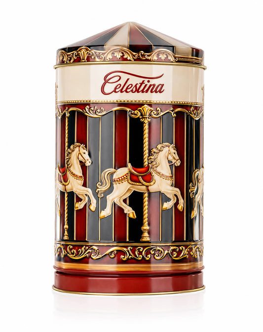 Blechdose mit Spieluhr und Schokoladenbonbons 150 g – Celestina