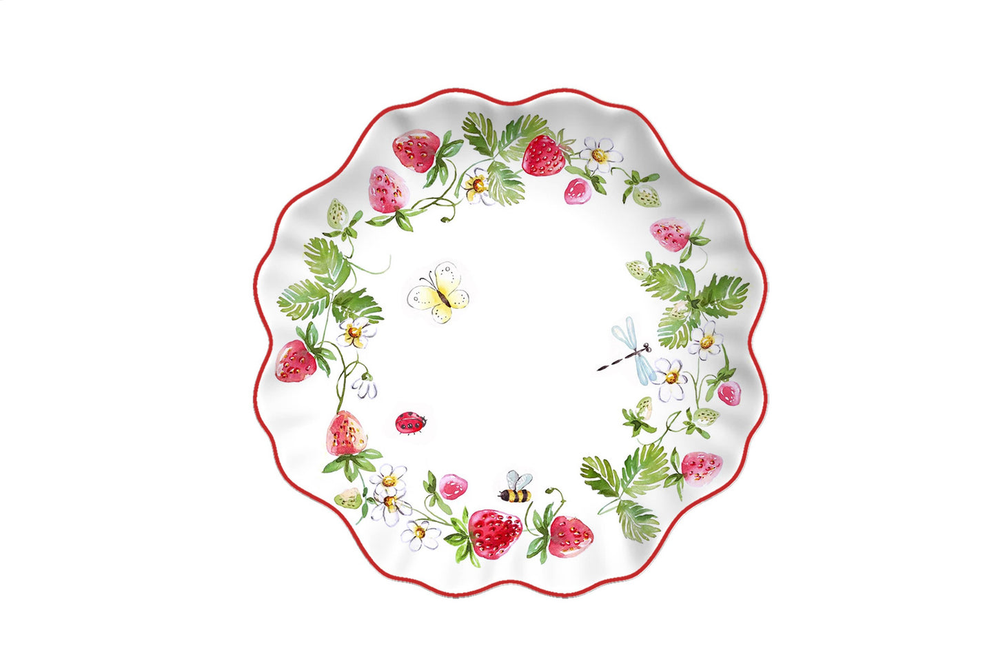 Vintage Dessertteller mit Erdbeerdesign, 16 cm – Isabelle Rose